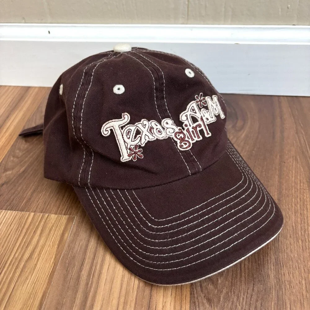Texas A&M Girl Embroidered 90s Y2k Brown Hat Cap Girl's